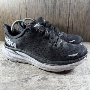 Hoka One One Clifton 8 Womens 10.5B Black/White Athletic Running Sneakers Shoes